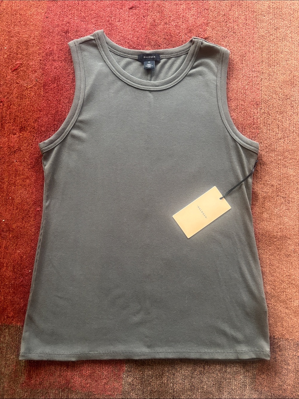 NWT Halogen Fitted Ribbed Tank Top Grey Beluga - Sz M